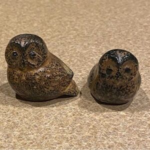Vintage Brown and Black pair of miniture Owl Figurines